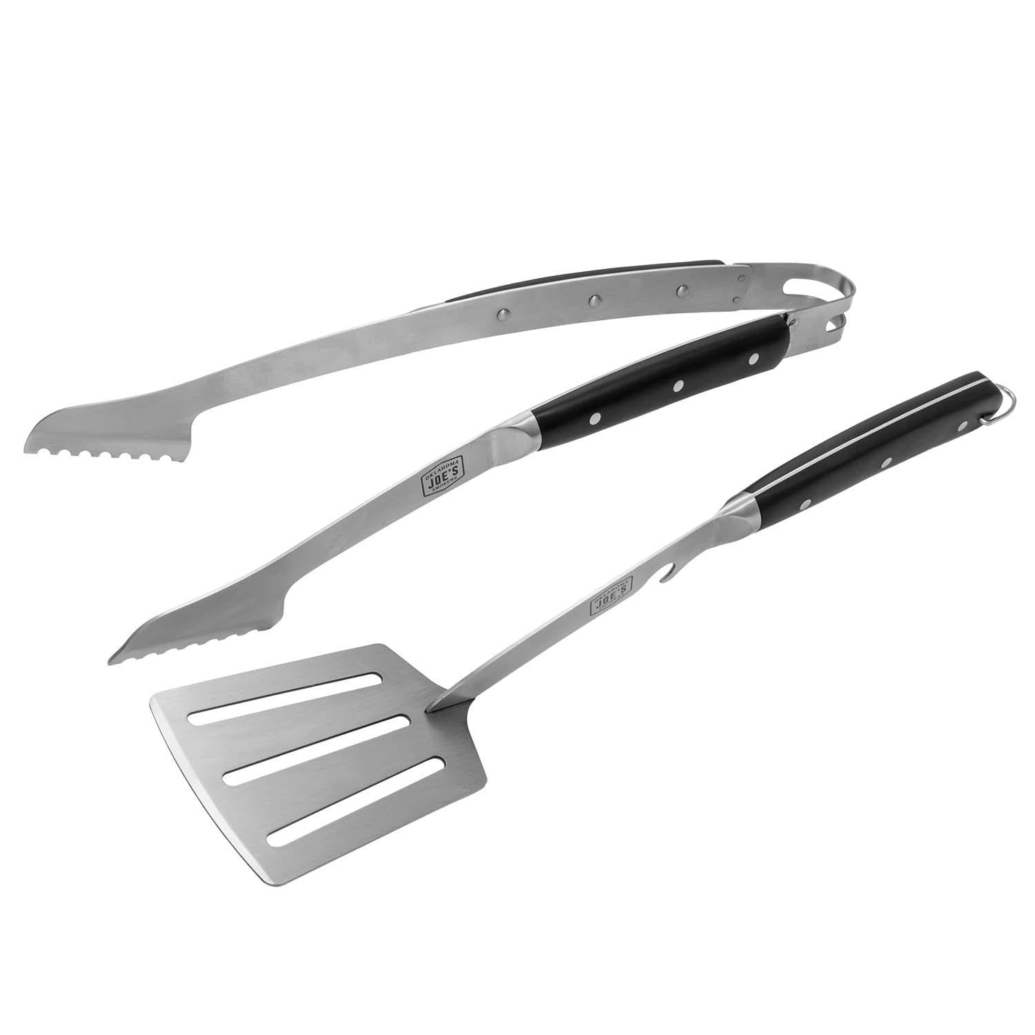 Oklahoma Joe's 7826131R06 Blacksmith 2 Pc Spatula & Tong Set - Angled View - White Background thumbnail