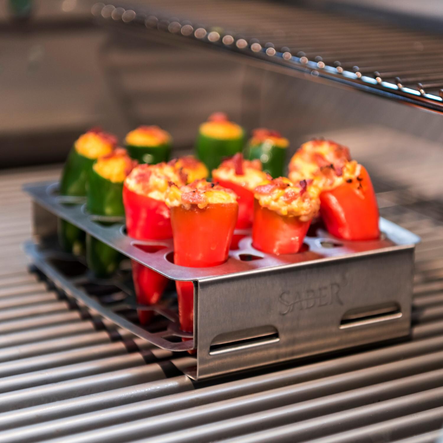 Saber Stainless Steel Double Pepper Roaster - Angled View thumbnail