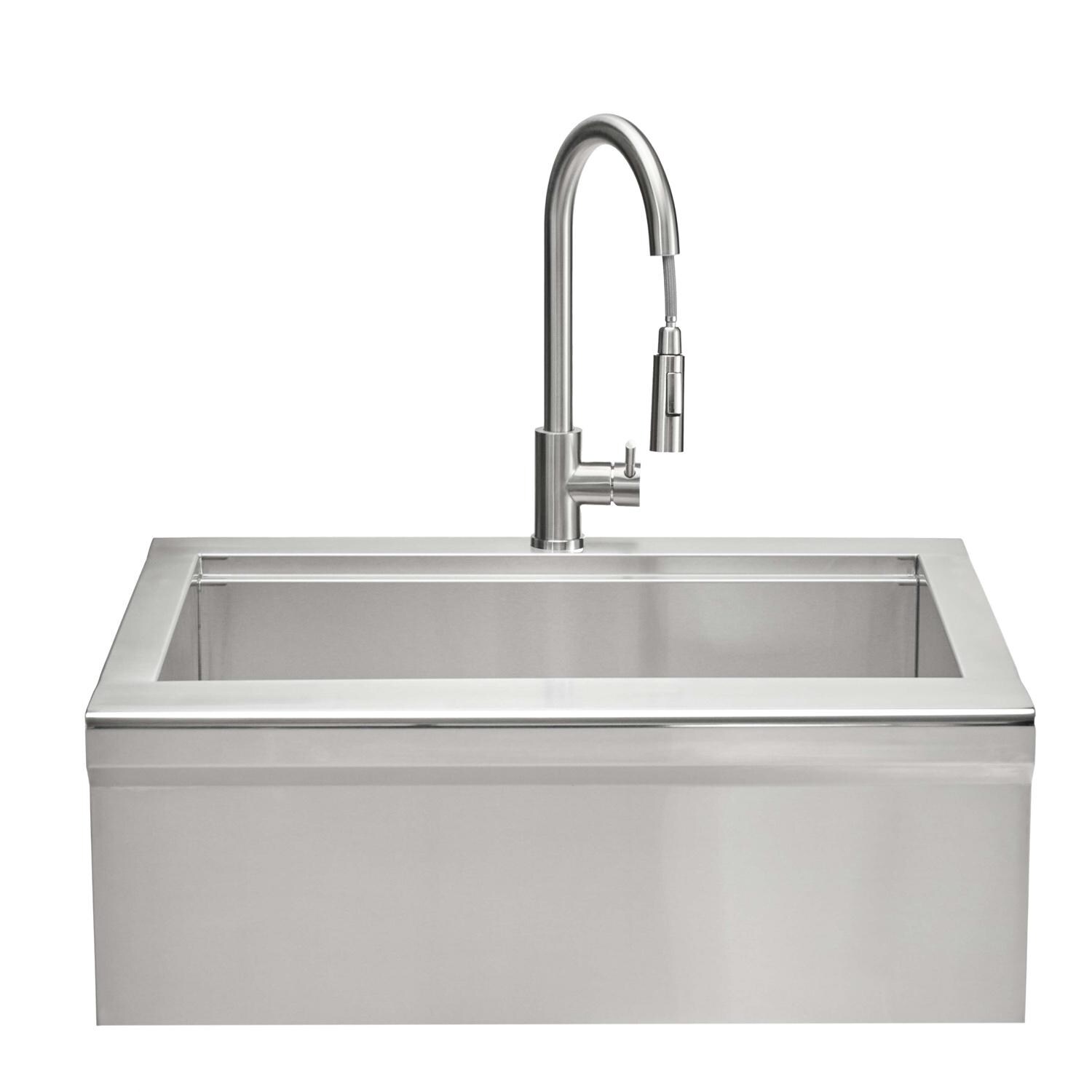 Coyote Outdoor Living C3FHSINK 30 Inch Farmhouse Sink - Faucet Out - White Background thumbnail