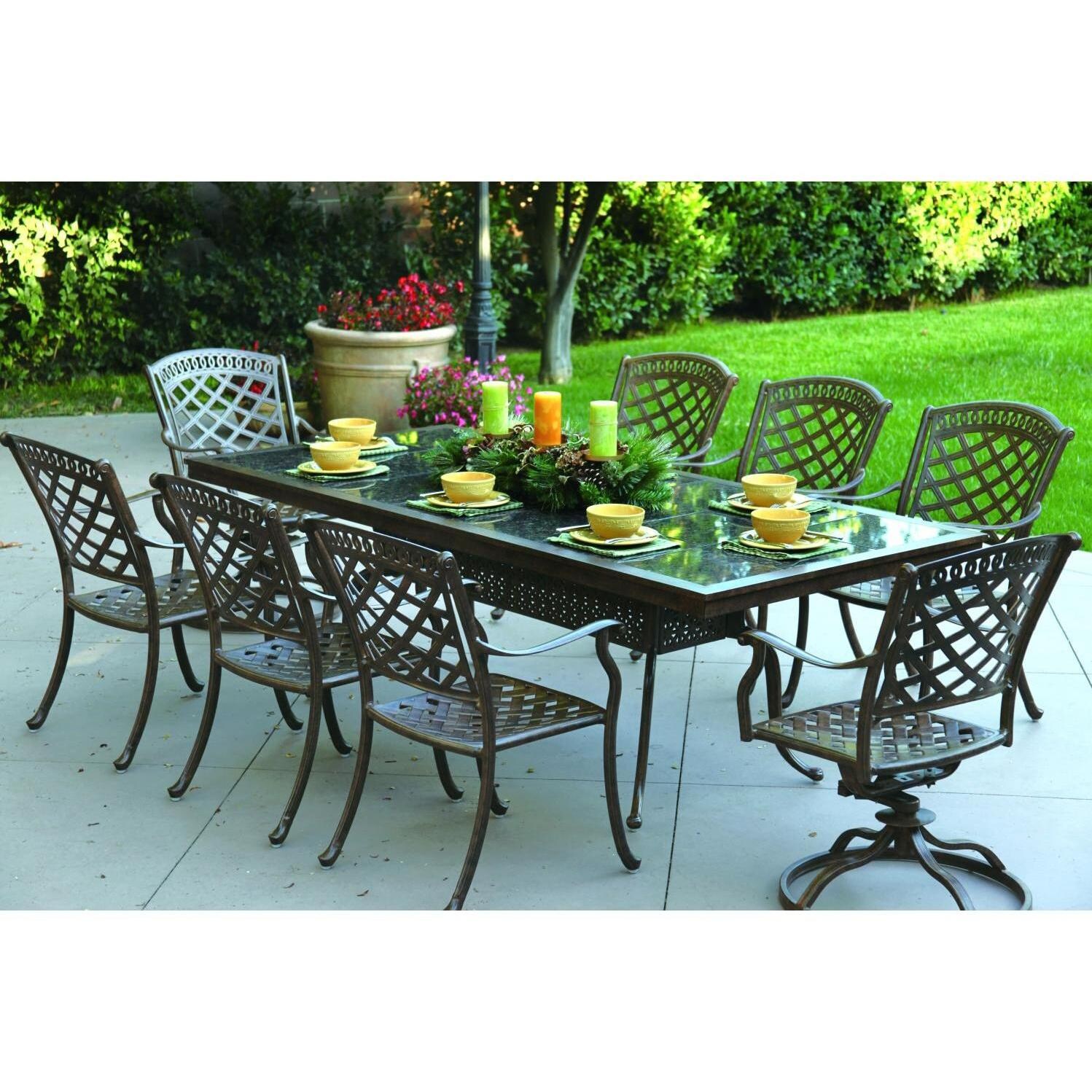 Darlee Sedona 8-Person Patio Dining Set - Mocha / Brown Granite Tile  thumbnail