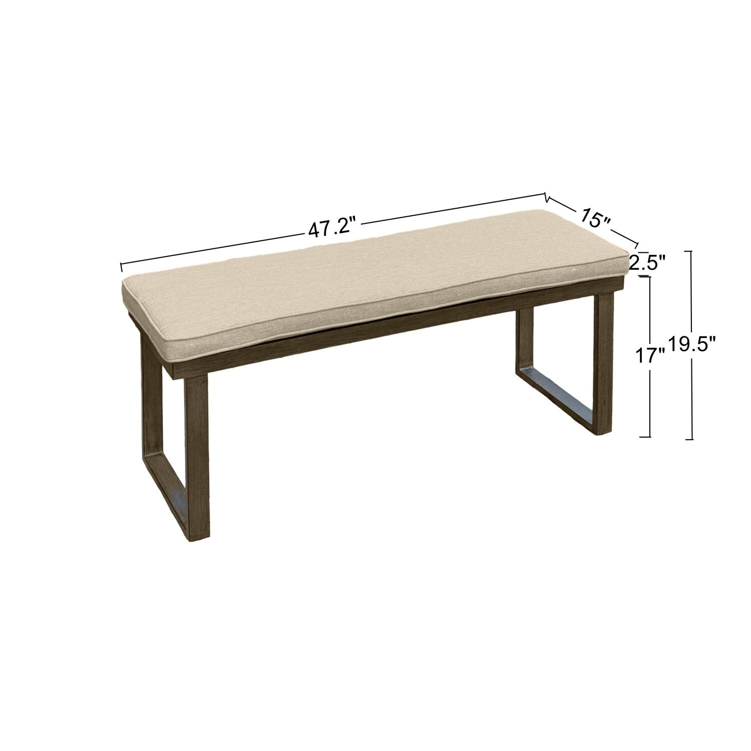 Atlantis 9 Pc Aluminum Dining Set in Walnut/Beige by Darlee - Bench - Dimensional thumbnail