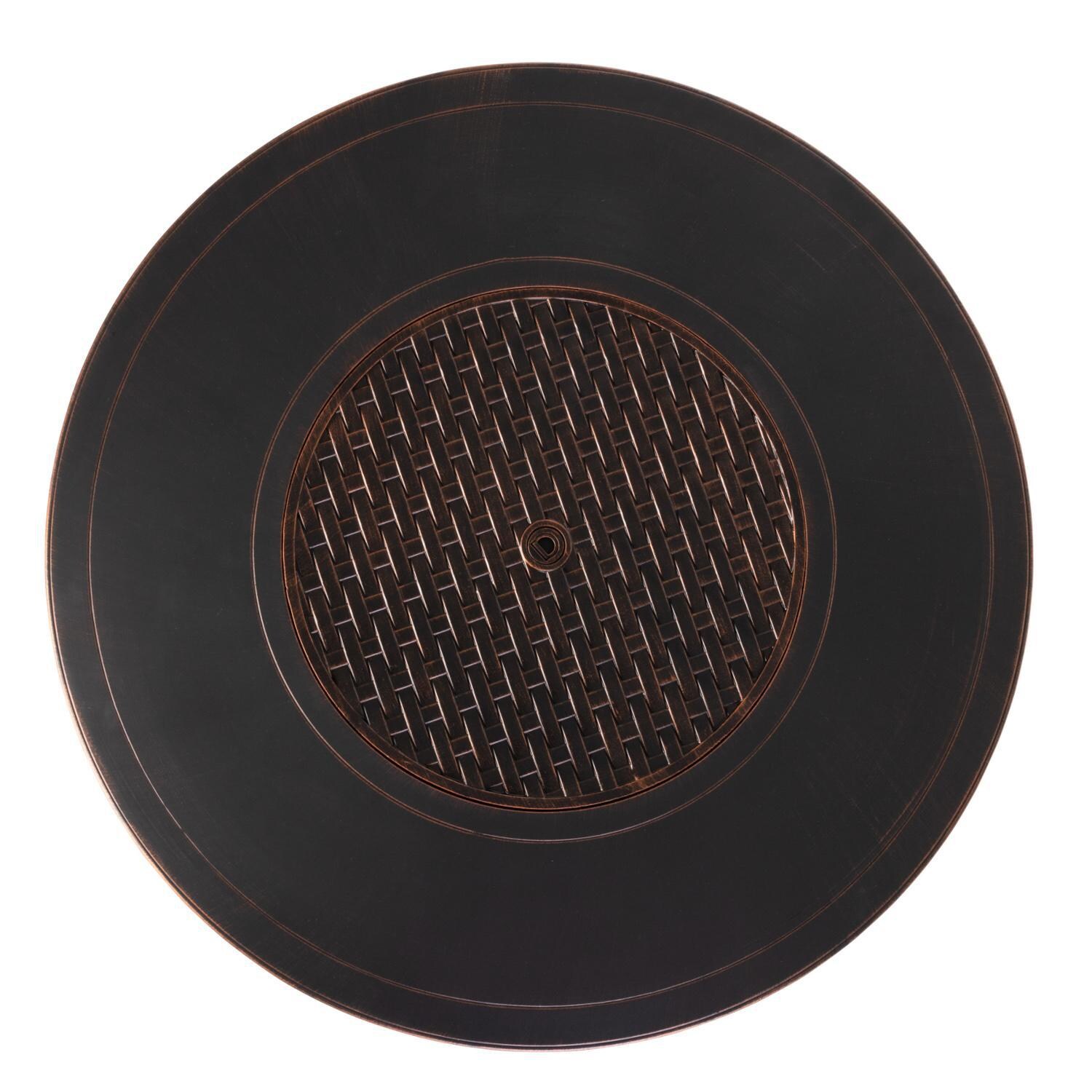 Ultimate Patio 62373 Welcome View 44-Inch Round Woven Aluminum Propane Gas Fire Pit - Top View thumbnail