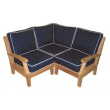 Miami Teak Patio Sectional Base W/ Sunbrella Canvas Navy Cushions By Royal Teak Collection