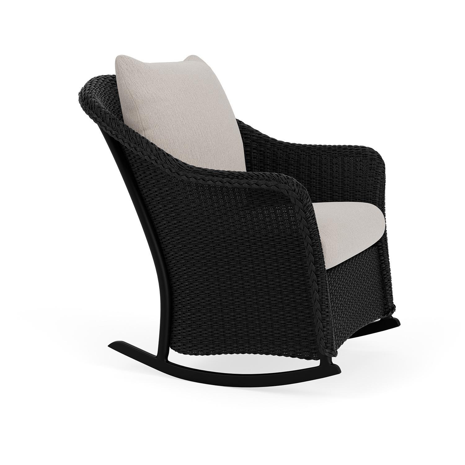 Lloyd Flanders Weekend Retreat Lounge Rocker in Ebony Finish W/ Remy Cloud Fabric - Angled thumbnail