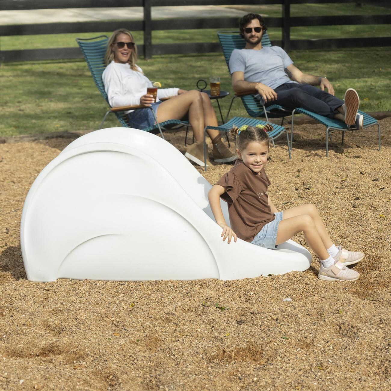 Ledge Lounger Signature In-Pool Slide - White - In Sand - Lifestyle thumbnail