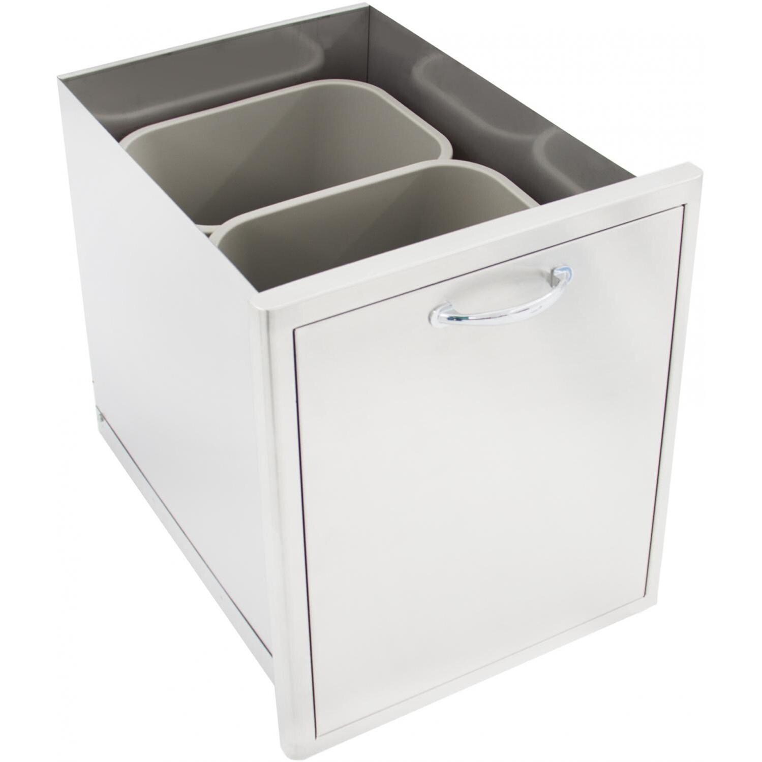 Blaze 20-Inch Roll-Out Stainless Steel Double Trash / Recycling Bin - BLZ-TREC-DRW