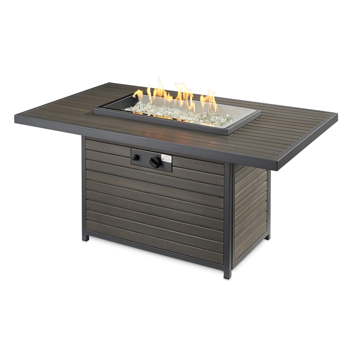 The Outdoor GreatRoom Company Brooks Rectangular Gas Fire Pit Table - Flame thumbnail