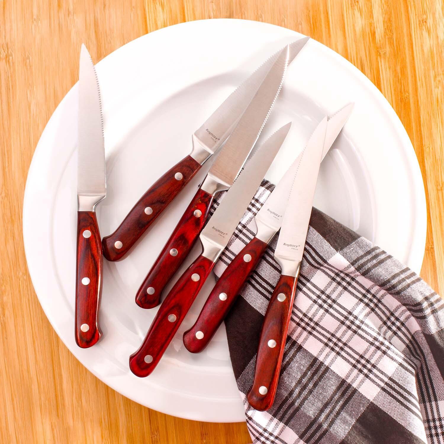 BergHOFF 4 3/4-in Pakka Wood 12 Pc Stainless Steel Steak Knife Set - Lifestyle thumbnail