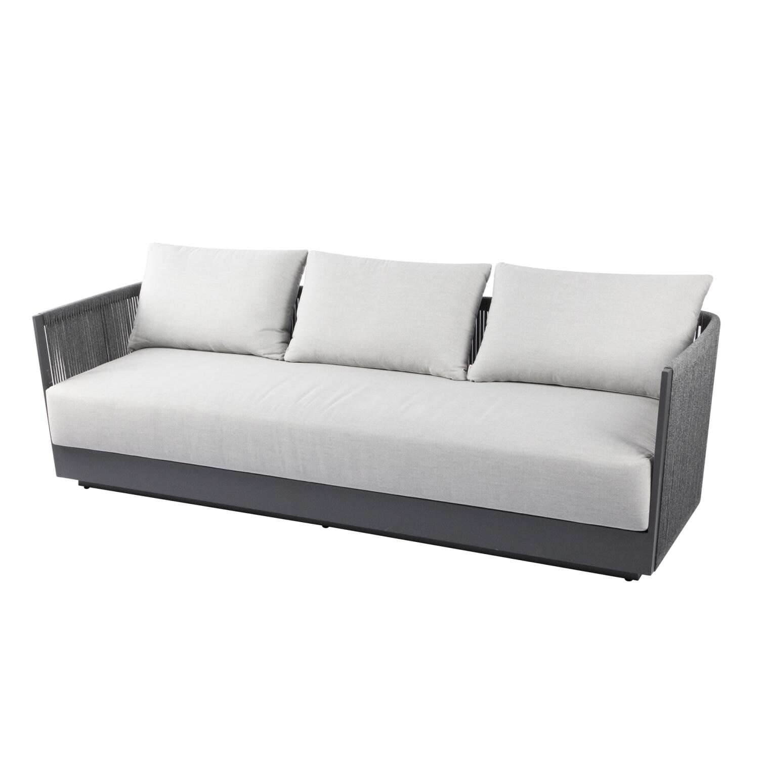 Elementi OS-2503T Capri Outdoor Aluminum Sofa w/ w/ Sunbrella Cushions - Side View - White Background thumbnail