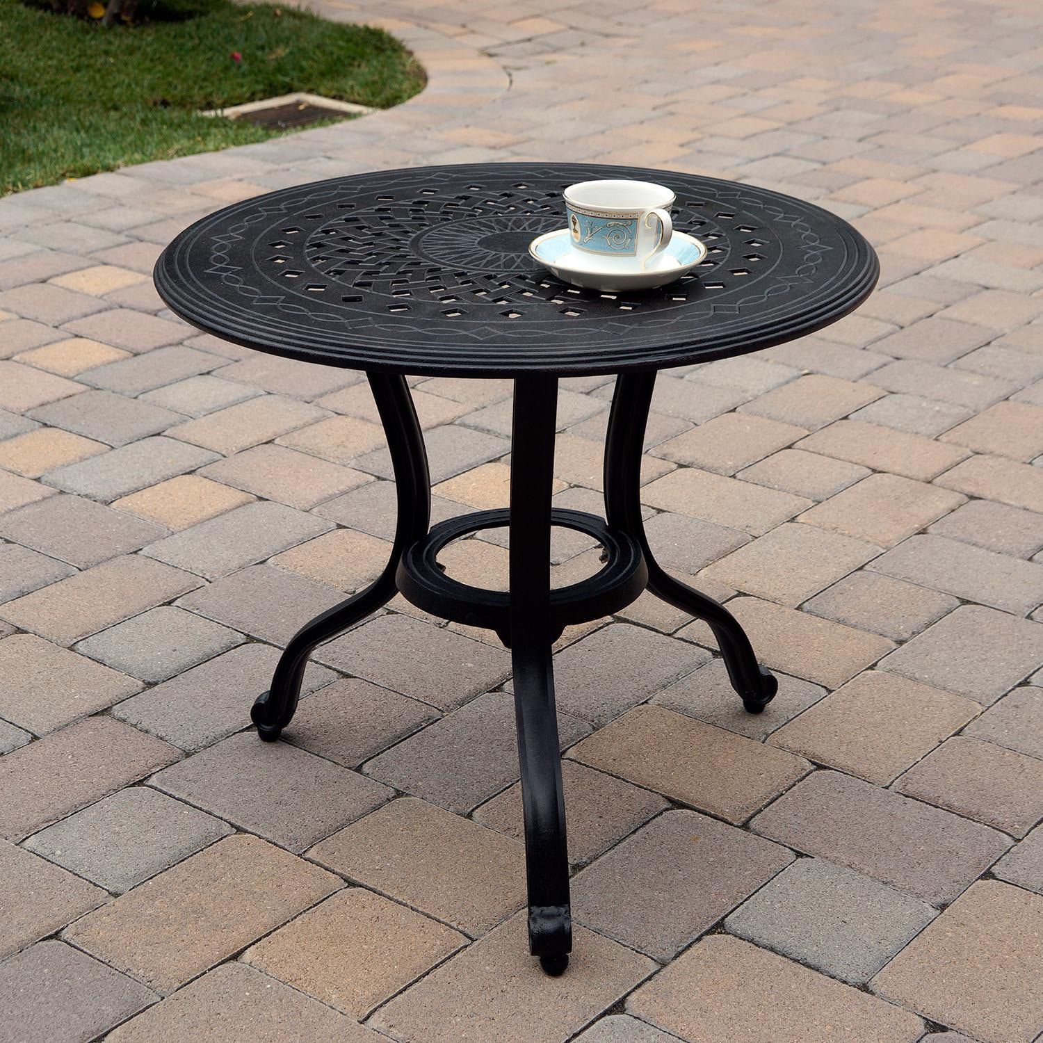 Darlee Nassau 3 Pc Bistro Set w/ 24 Inch Table & Swivel Rockers - Table - Lifestyle thumbnail