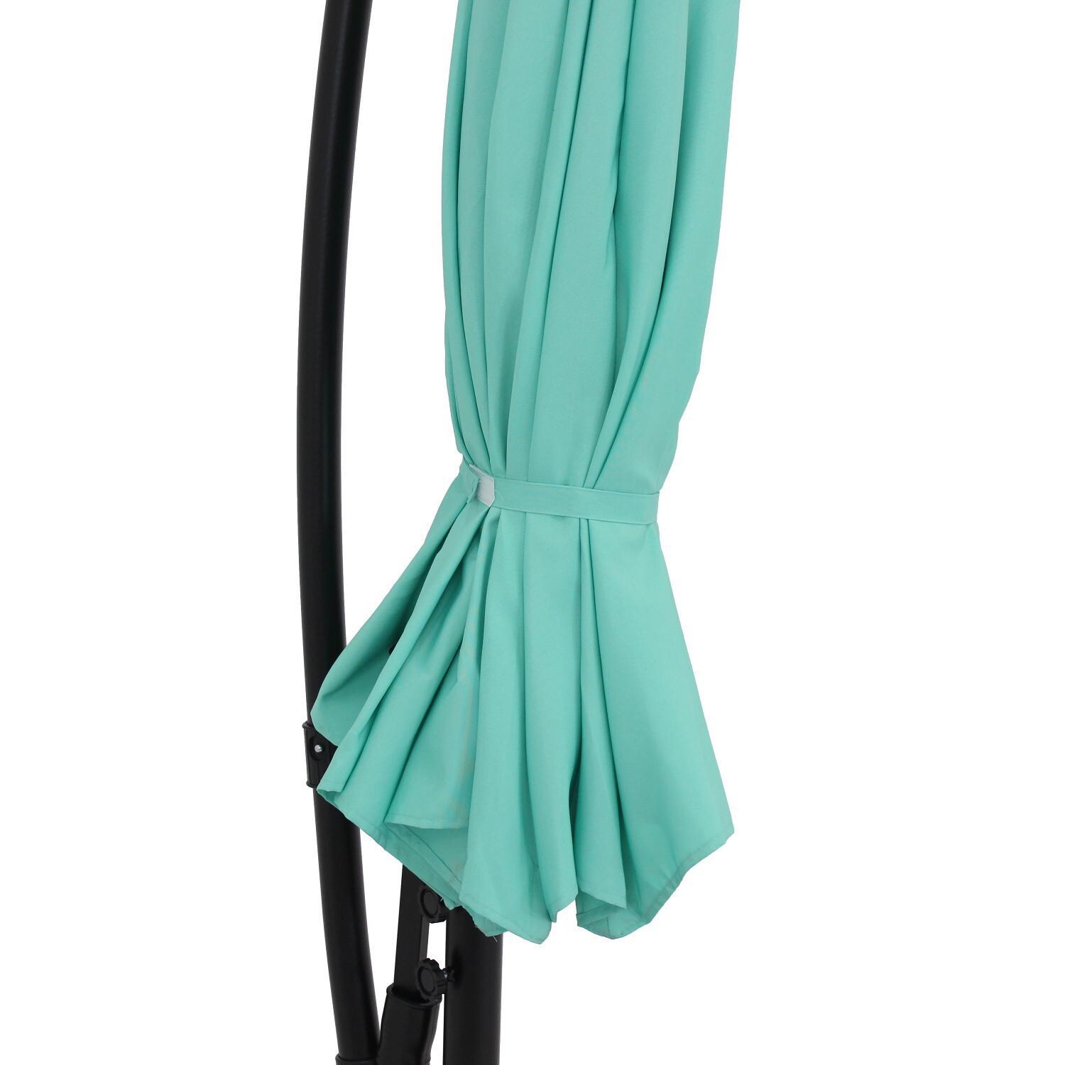 Ultimate Patio 9.5 Ft. Octagonal Patio Cantilever Umbrella W/ Crank - Seafoam - Strap Keeps Canopy Closed thumbnail