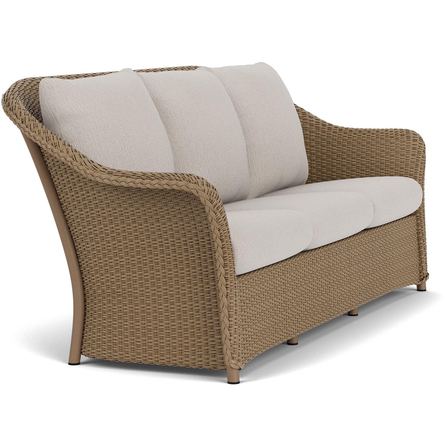 Lloyd Flanders Weekend Retreat Sofa in Fawn Finish W/ Remy Cloud Fabric - Angled thumbnail