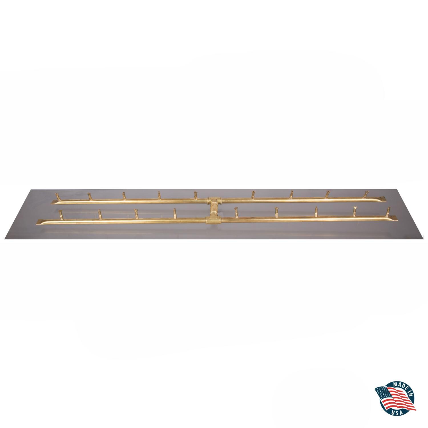 The Outdoor Plus Bullet Burner Flat Pan Kit - 84-inch Rectangle Flat Aluminum Fire Pan with 72-inch Brass Linear H Bullet Burner - Match Light