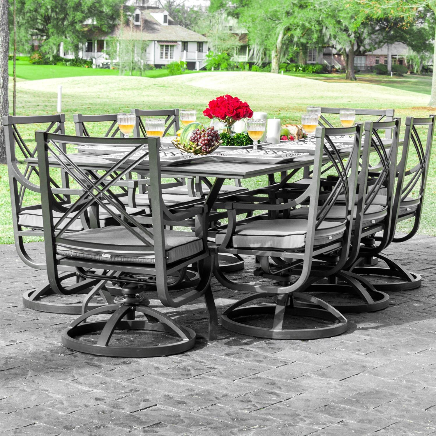 Awesome 9 Piece Patio Dining Set Furniture Audubon 9 Piece Aluminum Patio Dining Set With Swivel Rockers And