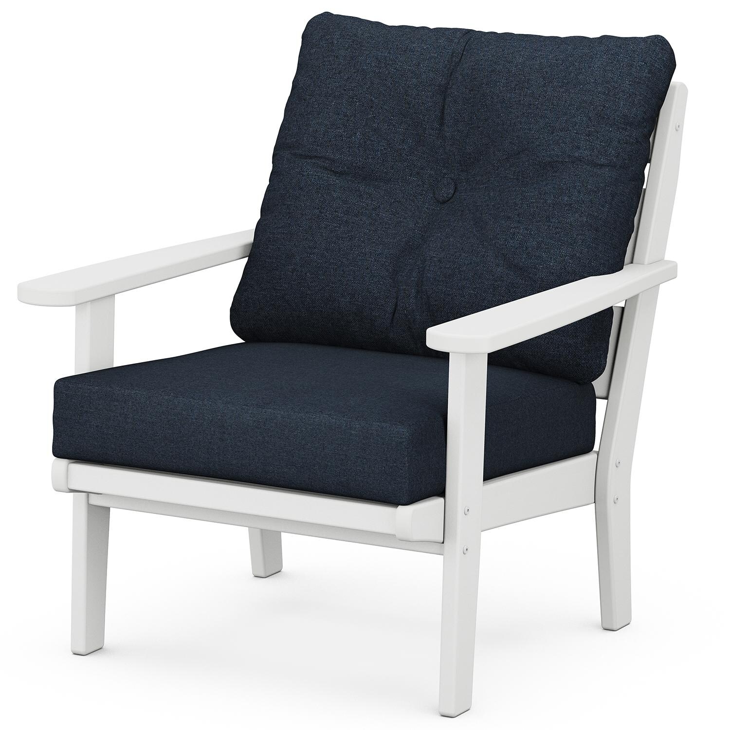 Lakeside Recycled Plastic Club Chair in White/Marine Indigo by POLYWOOD