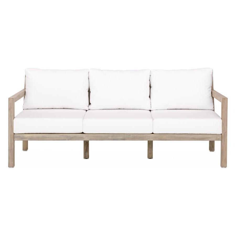 Monday Brushed Teak Patio Sofa in Natural By Teak + Table