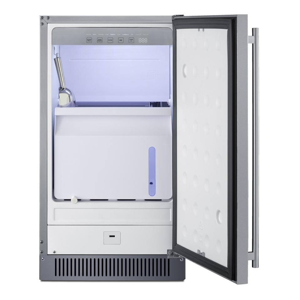 Summit BIM182OSADA ADA Height 18 Inch 60 Lb. Outdoor Clear Icemaker - Open - White Background thumbnail