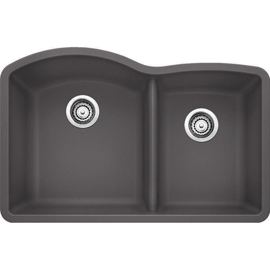 Blanco Diamond 32 X 20 Silgranit II 1-3/4 Double Bowl Undermount Sink - Cinder - 441469