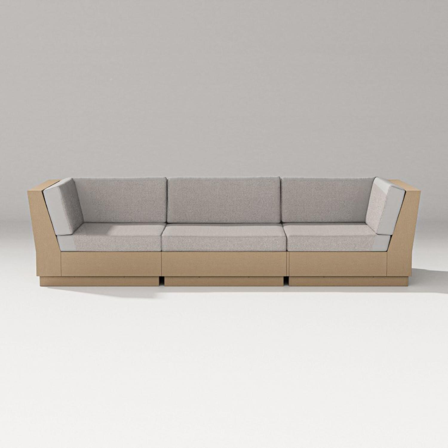 Elevate 3 Person Recycled Plastic Sectional Sofa in Vintage Sahara/Weathered Tweed By PW Designer Series
