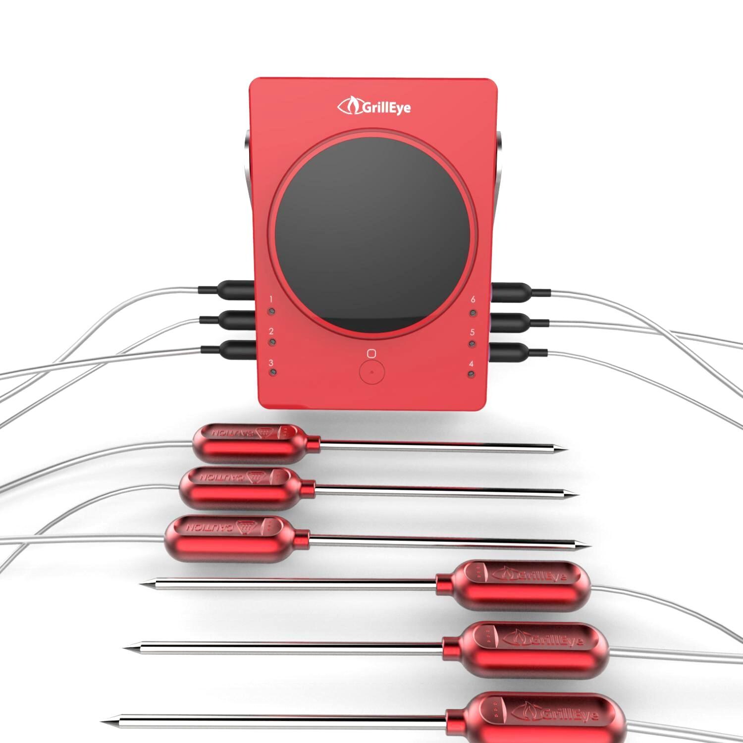 GrillEye Smart Bluetooth Grilling & Smoking Thermometer w/ 6 Probes