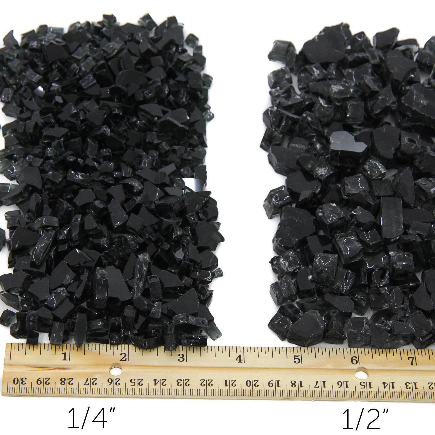 Onyx Black Fire Glass Size Comparison - Non-Reflective Shown thumbnail