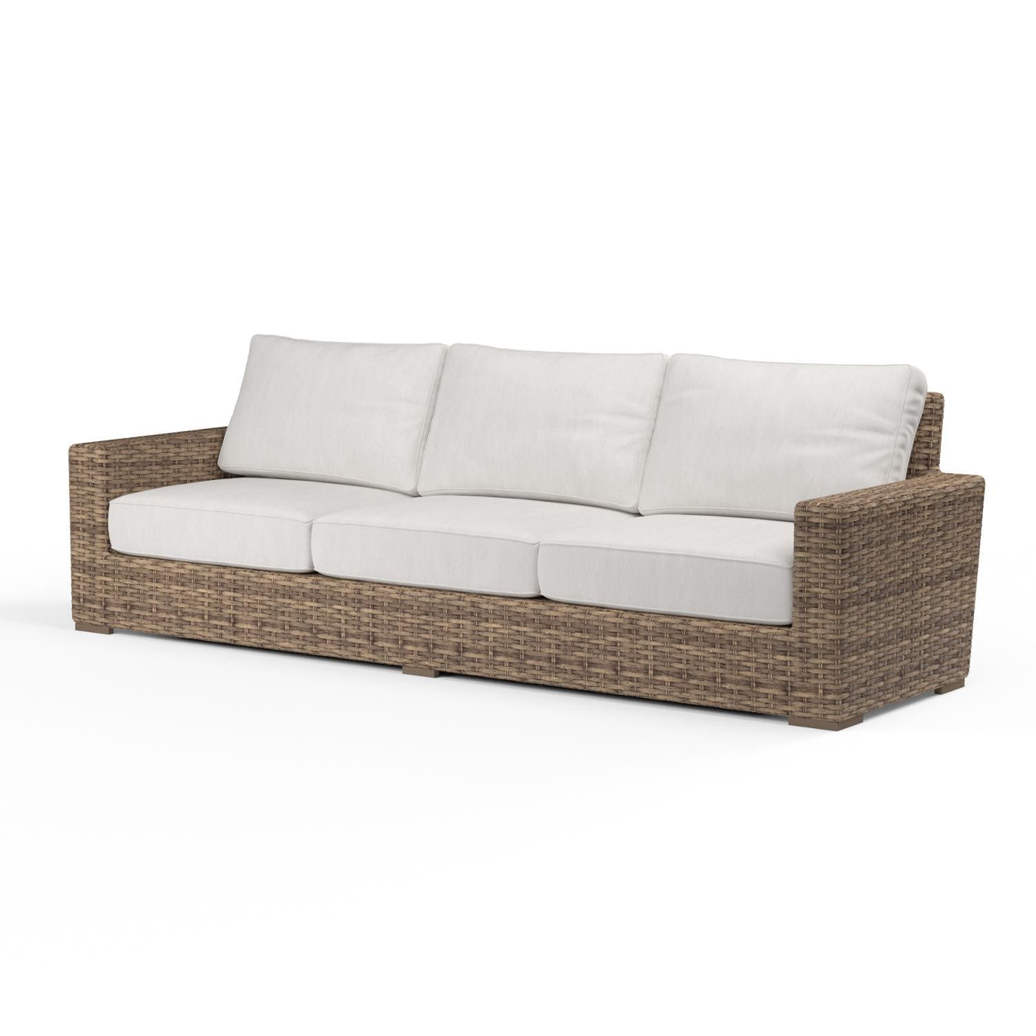 Sunset West - Havana 7 Piece Resin Wicker Patio Conversation Set W/ Coffee Table, End Table, & Sunbrella Canvas Flax Cushions - Havana Patio Sofa thumbnail