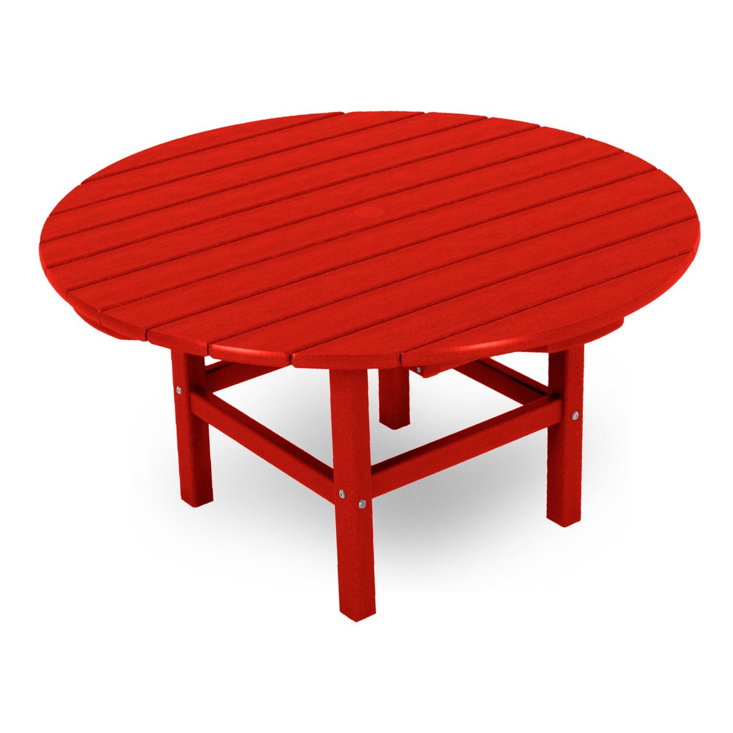 POLYWOOD 38-Inch Round Conversation Table - Sunset Red : BBQGuys