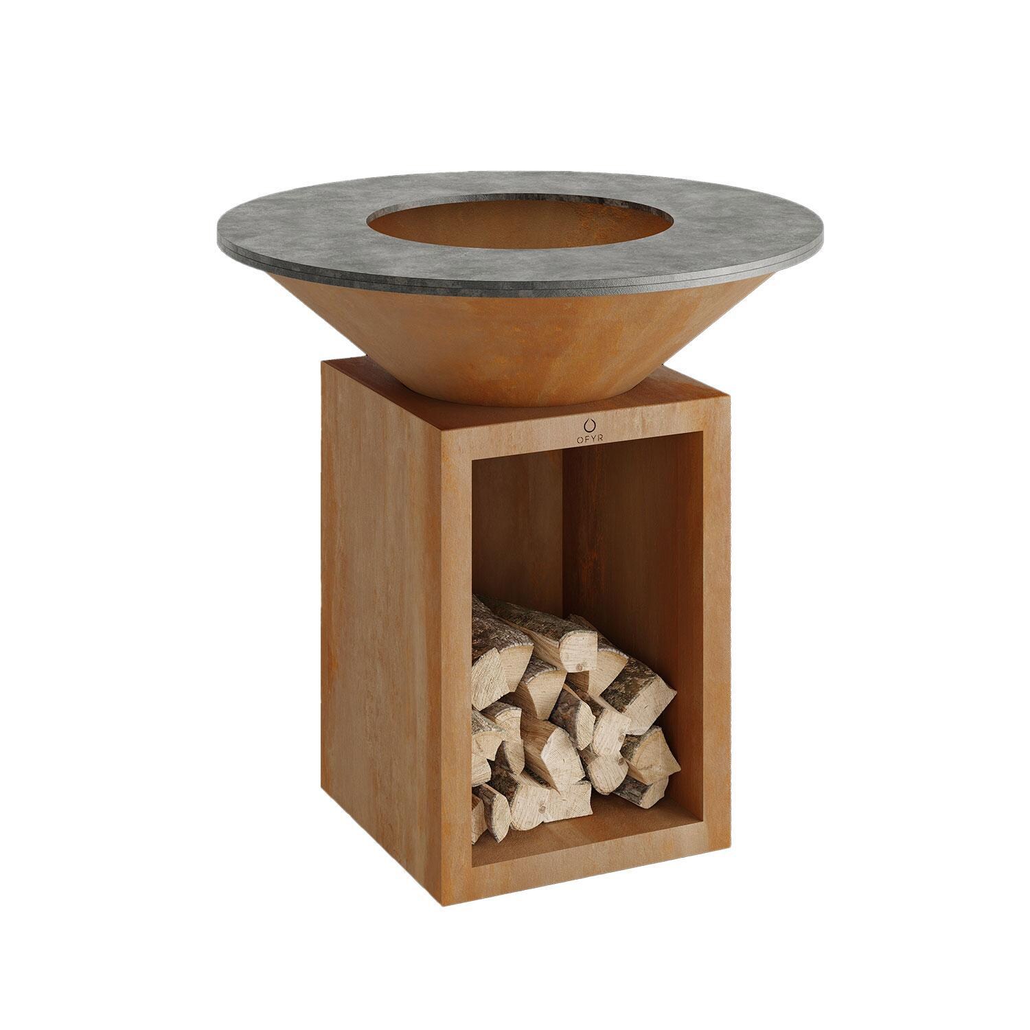 OFYR OCS-100 Classic Storage Corten 100 40 Inch Wood-Fired Flat Top Grill - Display - White Background thumbnail