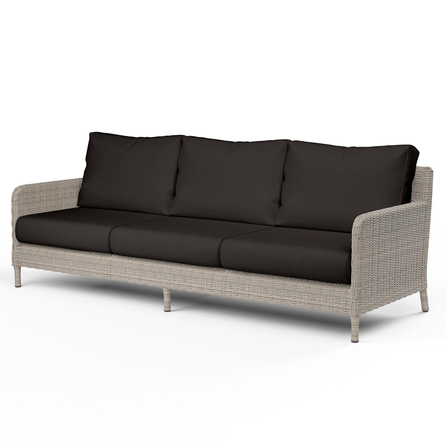Manhattan Wicker Patio Sofa in Spectrum Carbon w/ Self Welt By Sunset West - Display - White Background thumbnail