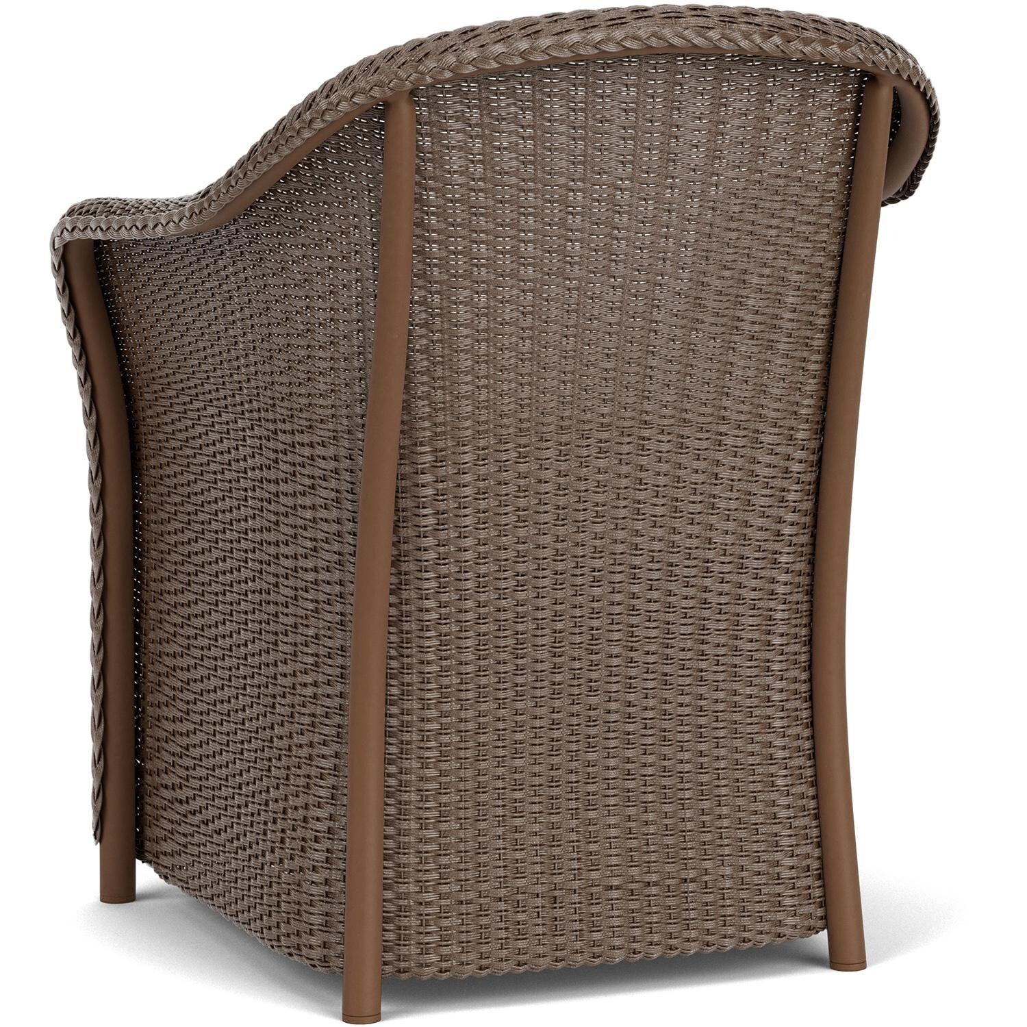 Lloyd Flanders Weekend Retreat Dining Armchair in Bark Finish W/ Sailcloth Salt Fabric - Back Left thumbnail