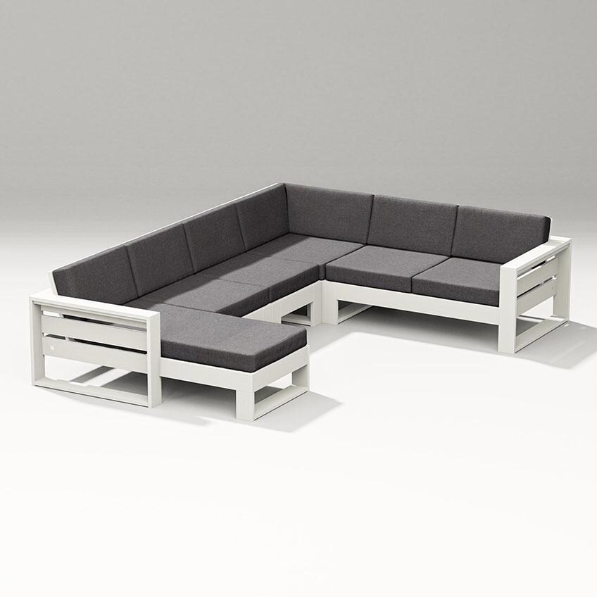 Latitude 5 Person Sectional Sofa in Vintage White/Ash Charcoal By PW Designer Series - Display - White Background thumbnail
