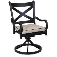 La Jolla Aluminum Swivel Rocker Dining Arm Chair W/ Sunbrella Canvas Flax Cushion By Sunset West