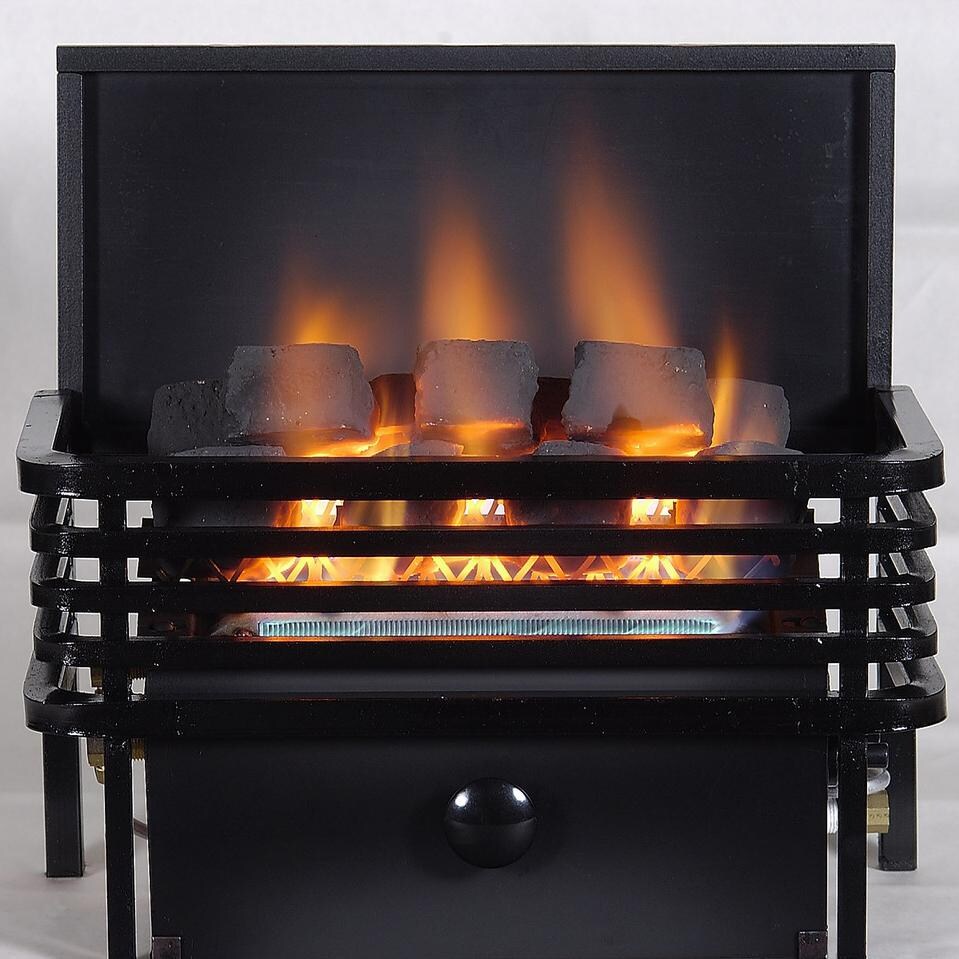 Rasmussen 19-Inch Chillbuster Fireplace Set With Vent Free Natural Gas CoalFire Modern Style Basket Burner - Variable Flame Remote