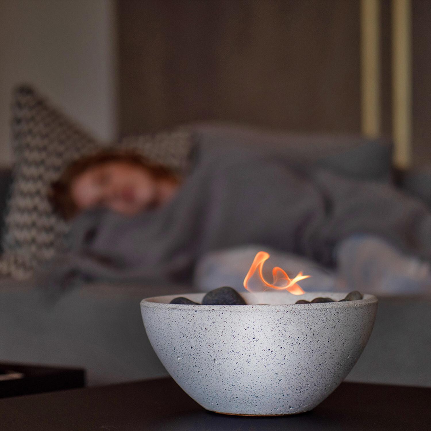 TerraFlame Basin Table Top Fire Bowl - White - Lifestyle thumbnail