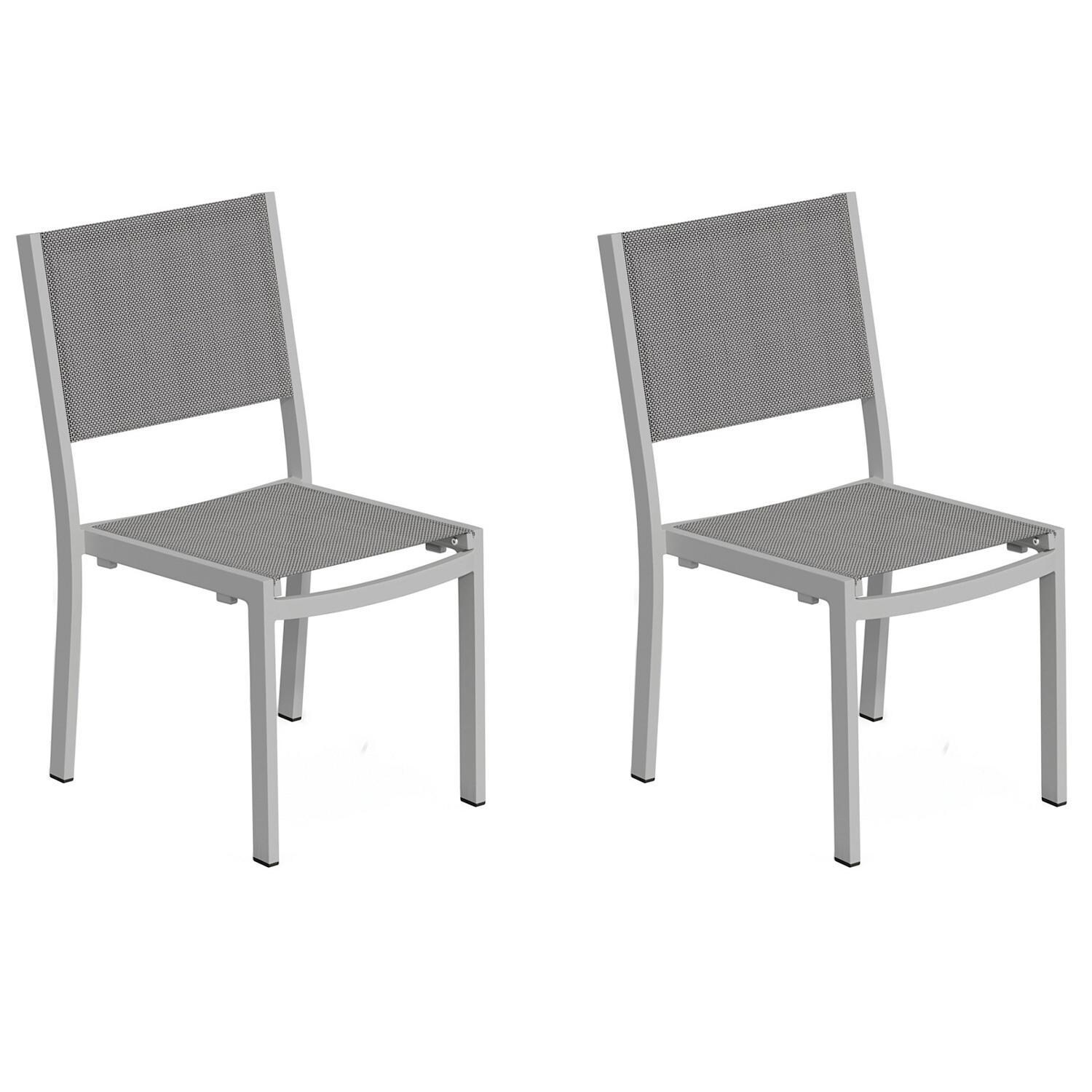 Oxford Garden Travira 2 Pc Composite Sling & Aluminum Dining Side Chair in Flint/Titanium thumbnail