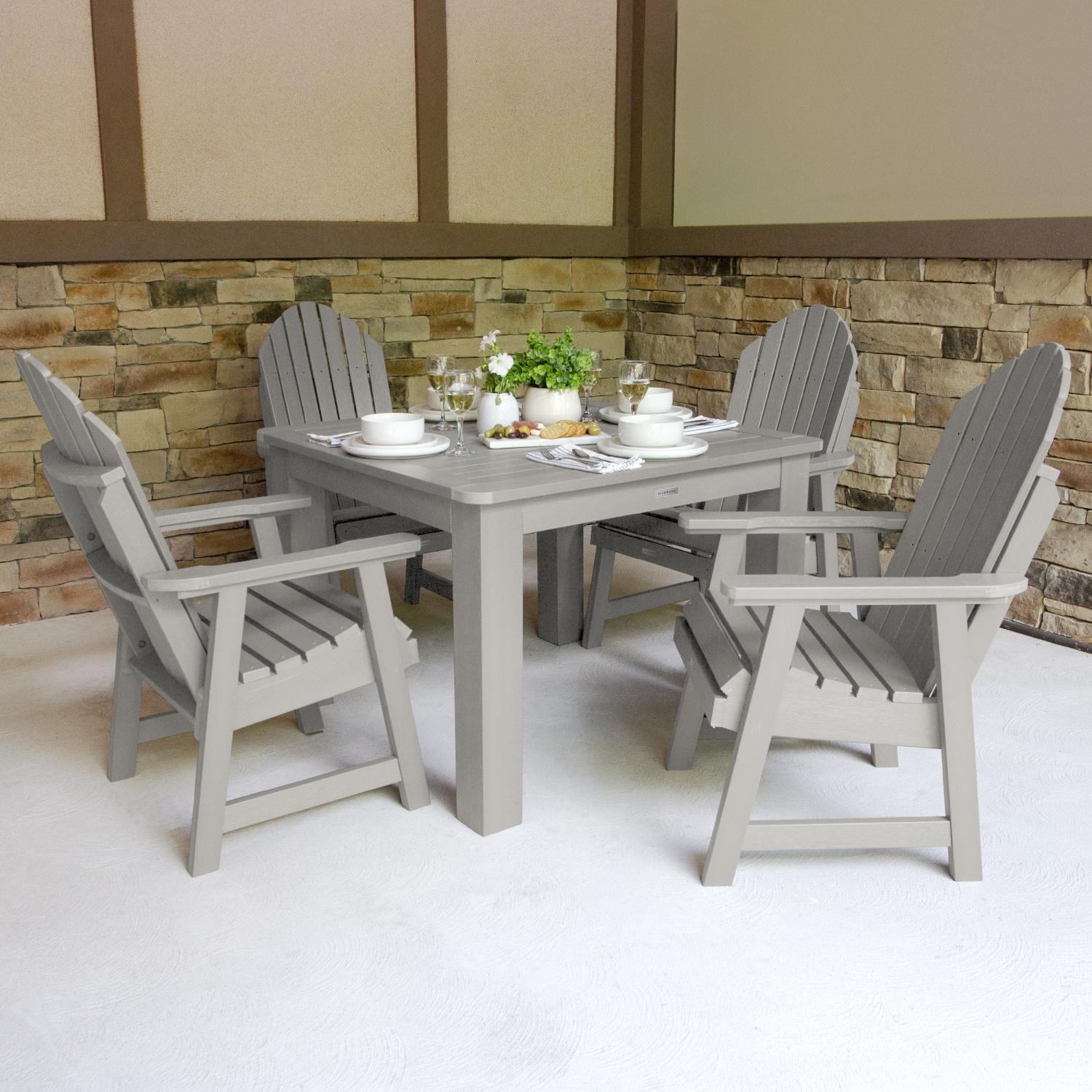 Lakeview Outdoor Designs Dream Bay 5 Pc Recycled Plastic Square Dining Set in Harbor Bay by - LV-DNA44-HGR