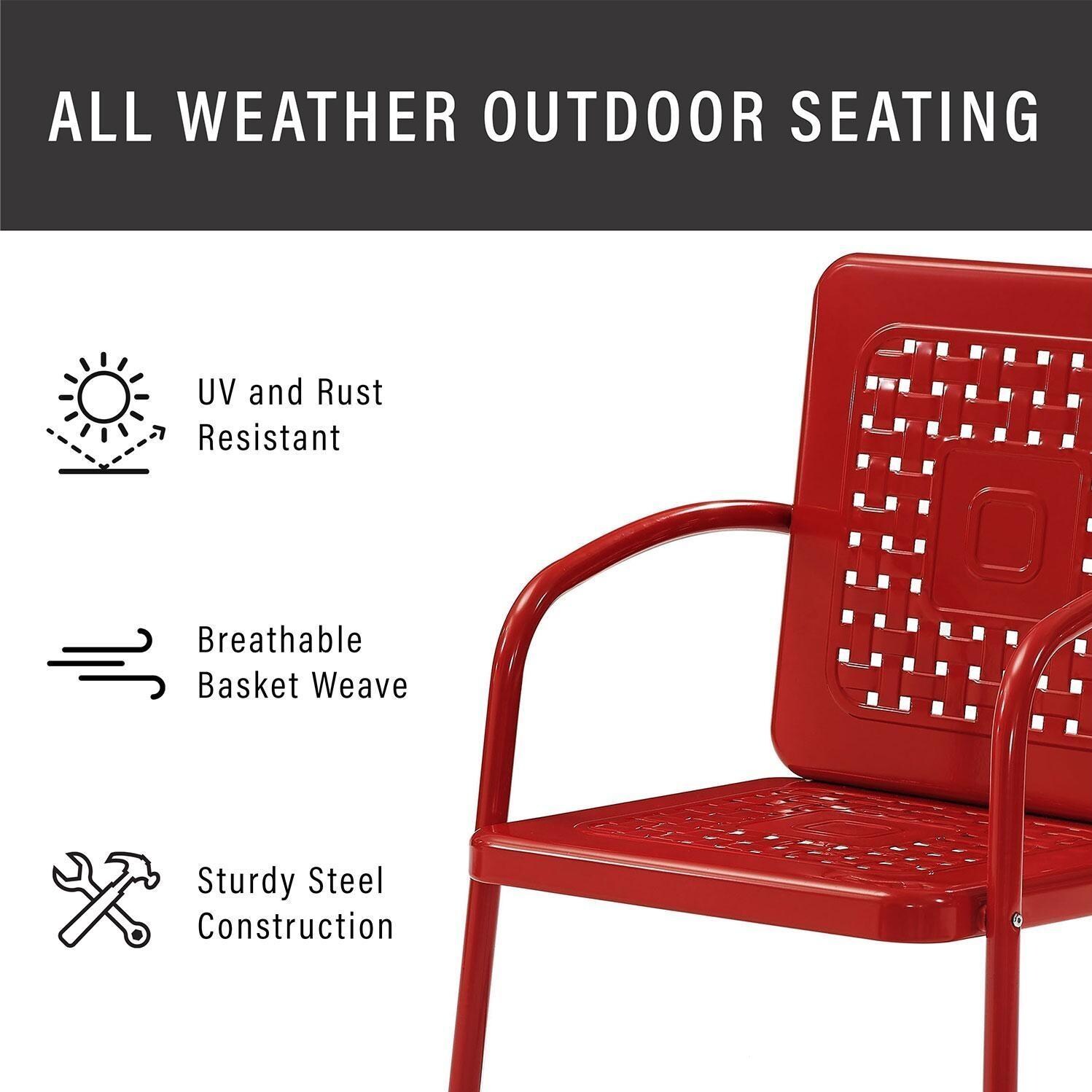 Ultimate Patio UP-32252RE 3Pc Retro Outdoor Chair Set in Red Gloss W/ Red Gloss Table - Weather Resistant - Diagram thumbnail