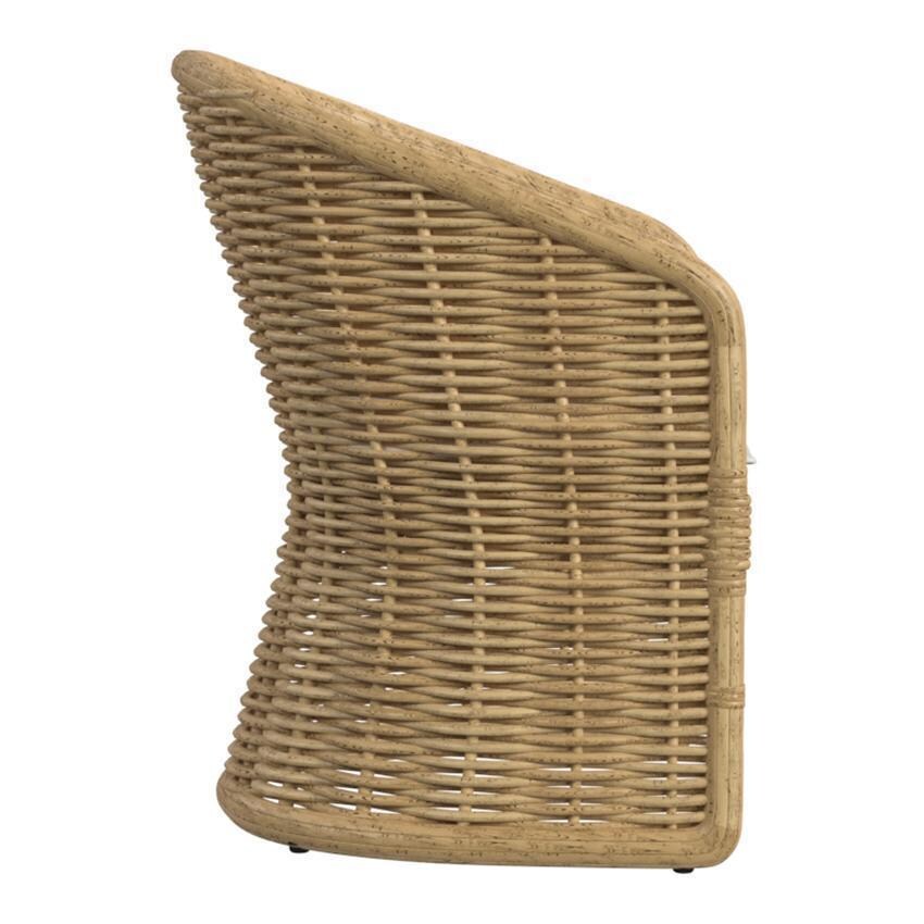 Playa 7 Pc Resin Wicker Patio Dining Set By Sunset West - Wicker Dining Arm Chair - Side View - White Background thumbnail