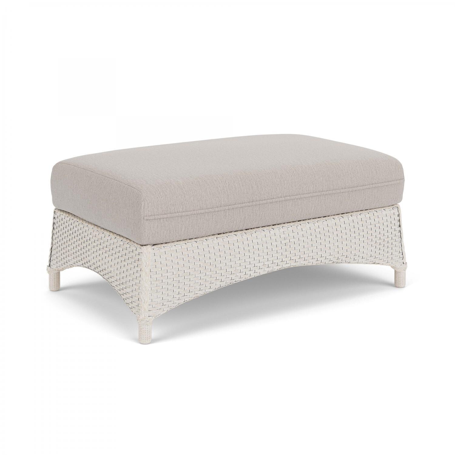 Lloyd Flanders Mandalay Large Ottoman in Antique White Finish with Remy Cloud Fabric - Angled thumbnail