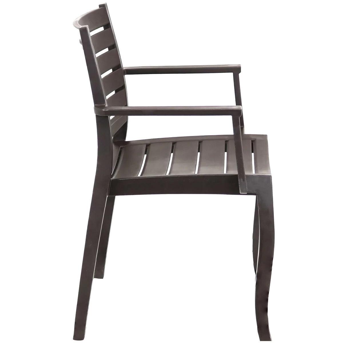 Ultimate Patio Plastic Outdoor Arm Chair - Brown - Side View thumbnail