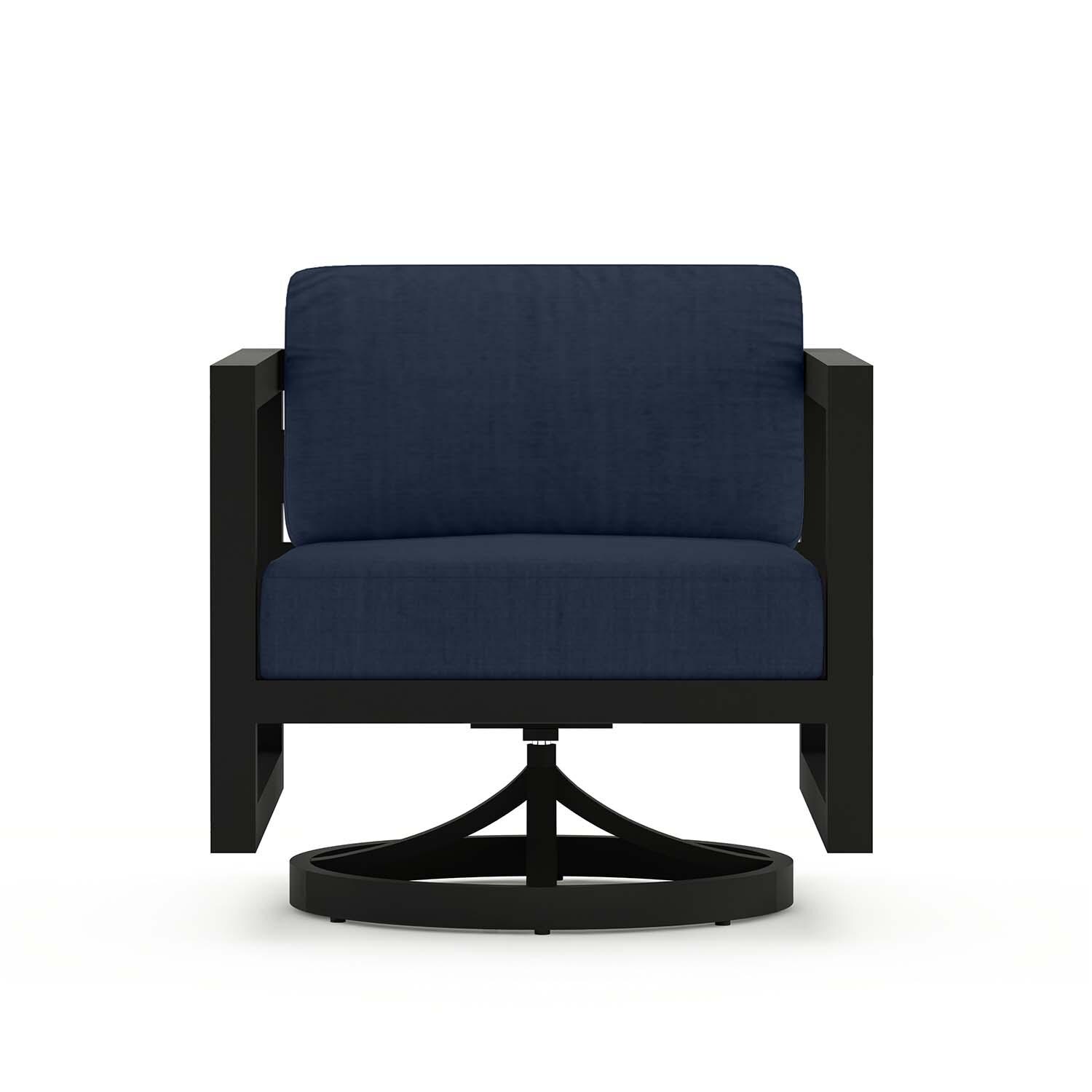 Misty Cove Aluminum Swivel Club Chair in Black/Spectrum Indigo by Lakeview Outdoor Designs