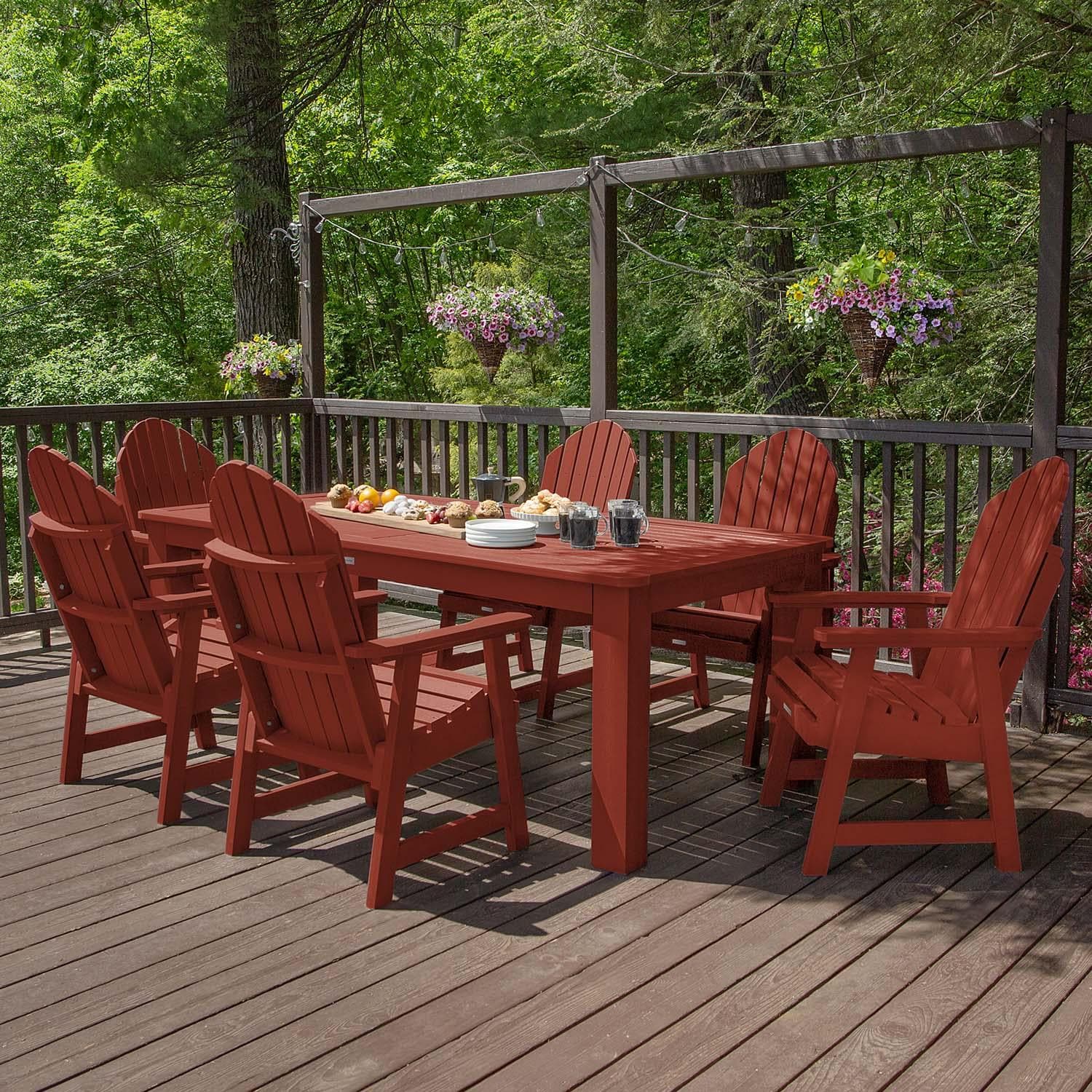Dream Bay 7 Pc Recycled Plastic Dining Set in Rustic Red by Lakeview