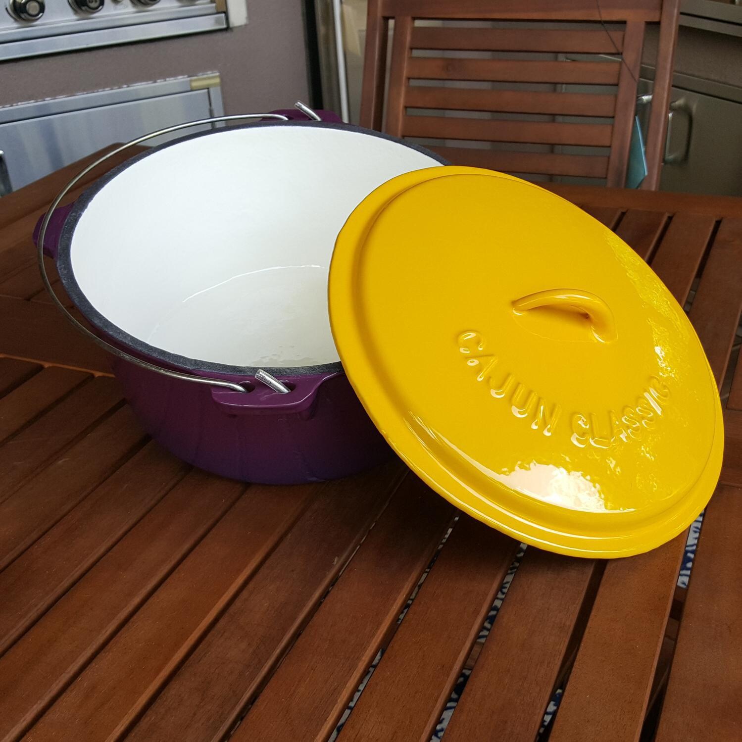 Cajun Cookware Enamel Cast Iron Dutch Oven - Purple & Gold - Lifestyle thumbnail