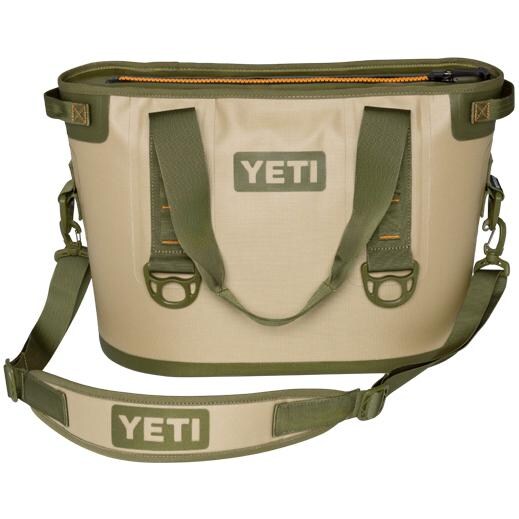 YETI Hopper 20 SoftSided Bag Cooler Field Tan / Blaze Orange YHOP20T BBQGuys