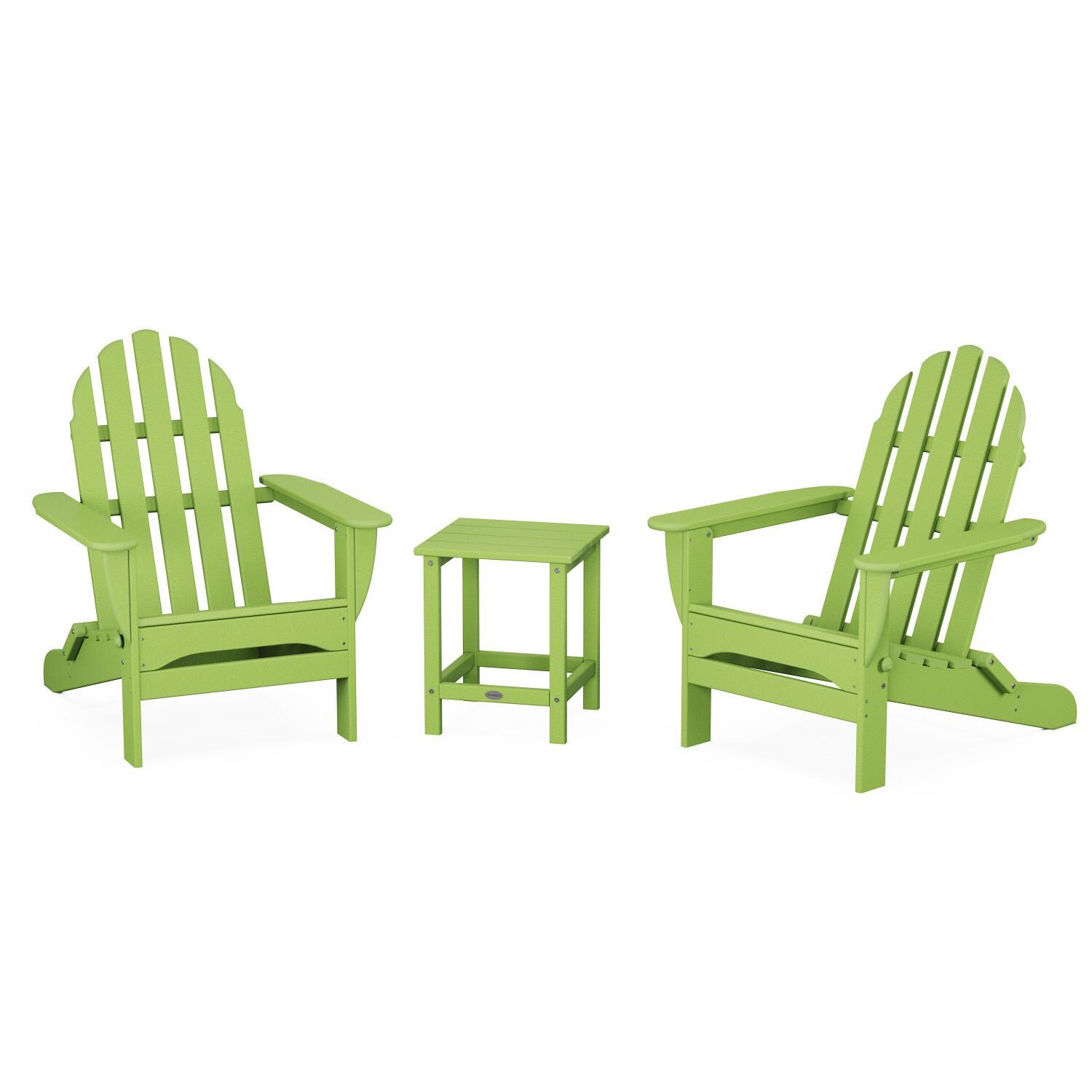 POLYWOOD Classic Folding Adirondack 3-Piece Set W/ Long Island 18-Inch Side Table - Lime - PWS700-1-LI image
