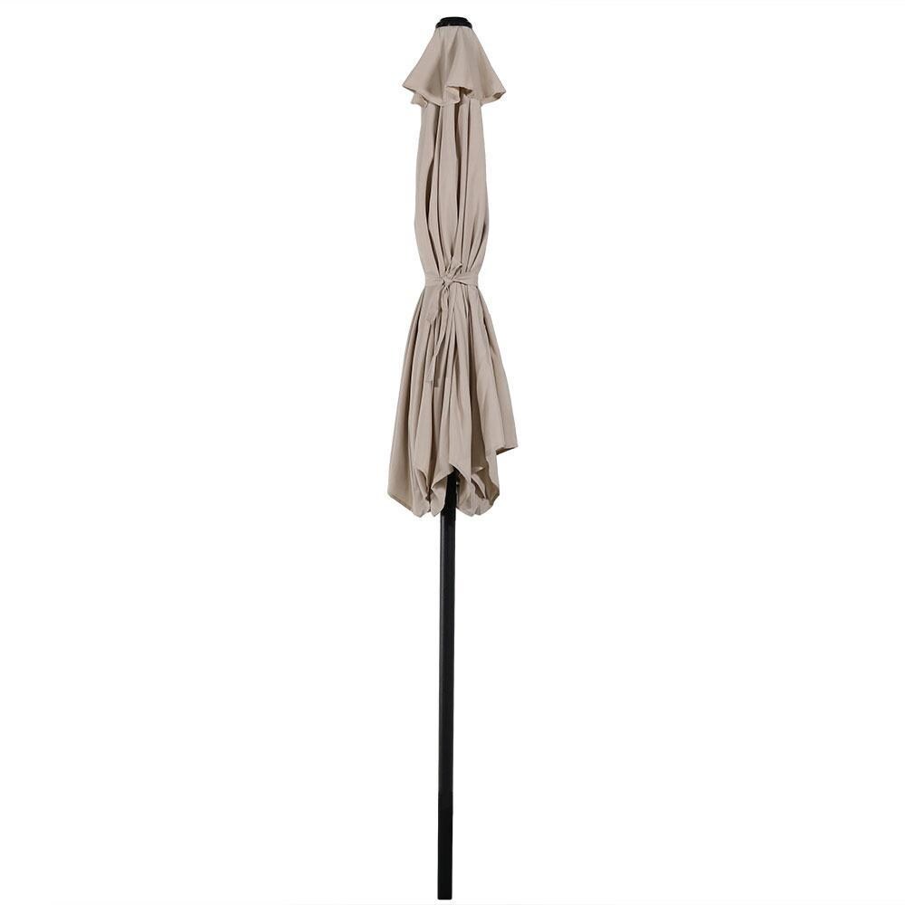 Ultimate Patio 7.5 Ft. Octagonal Aluminum Patio Umbrella W/ Crank & Tilt - Beige - Closed thumbnail