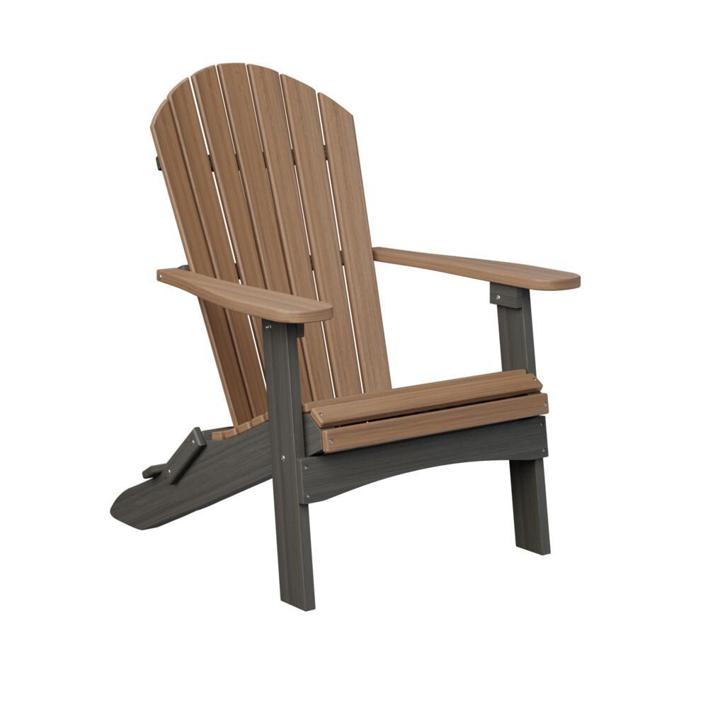 Comfo Back Recycled Plastic Folding Adirondack in Antique Mahogany/Coastal Gray by Berlin Gardens