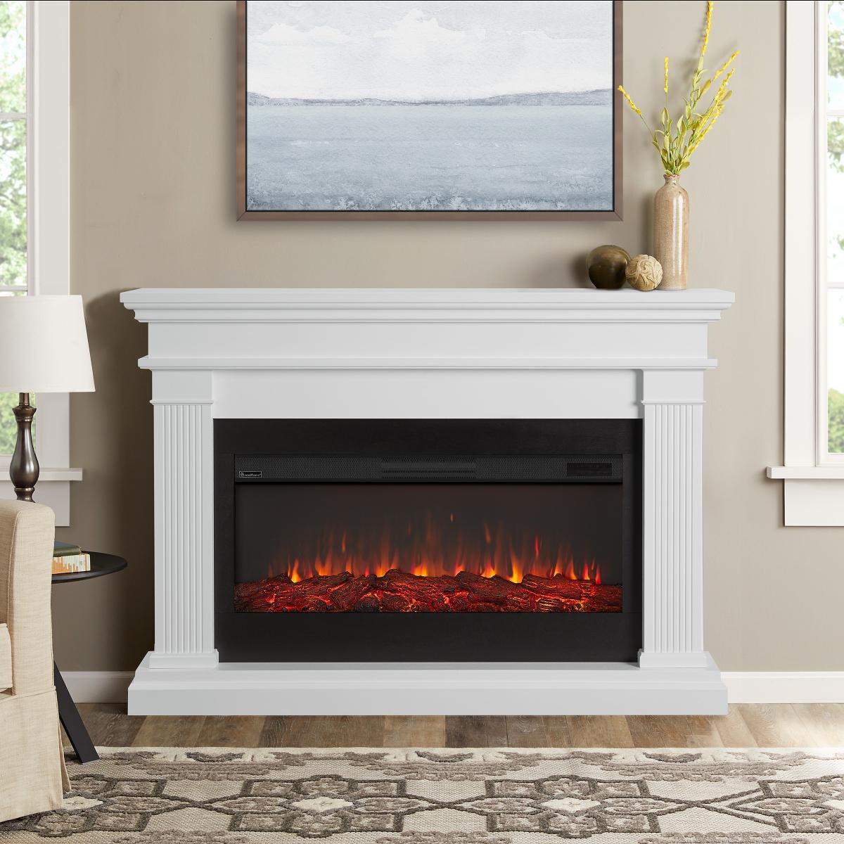 Real Flame 8080E-W Beau 58-Inch Electric Fireplace Mantel - White - Lifestyle thumbnail