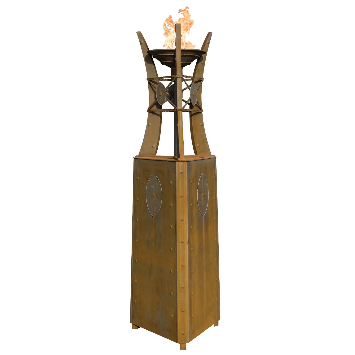 Bastille 87 Inch Match Light Square Corten Steel Propane Fire Tower in