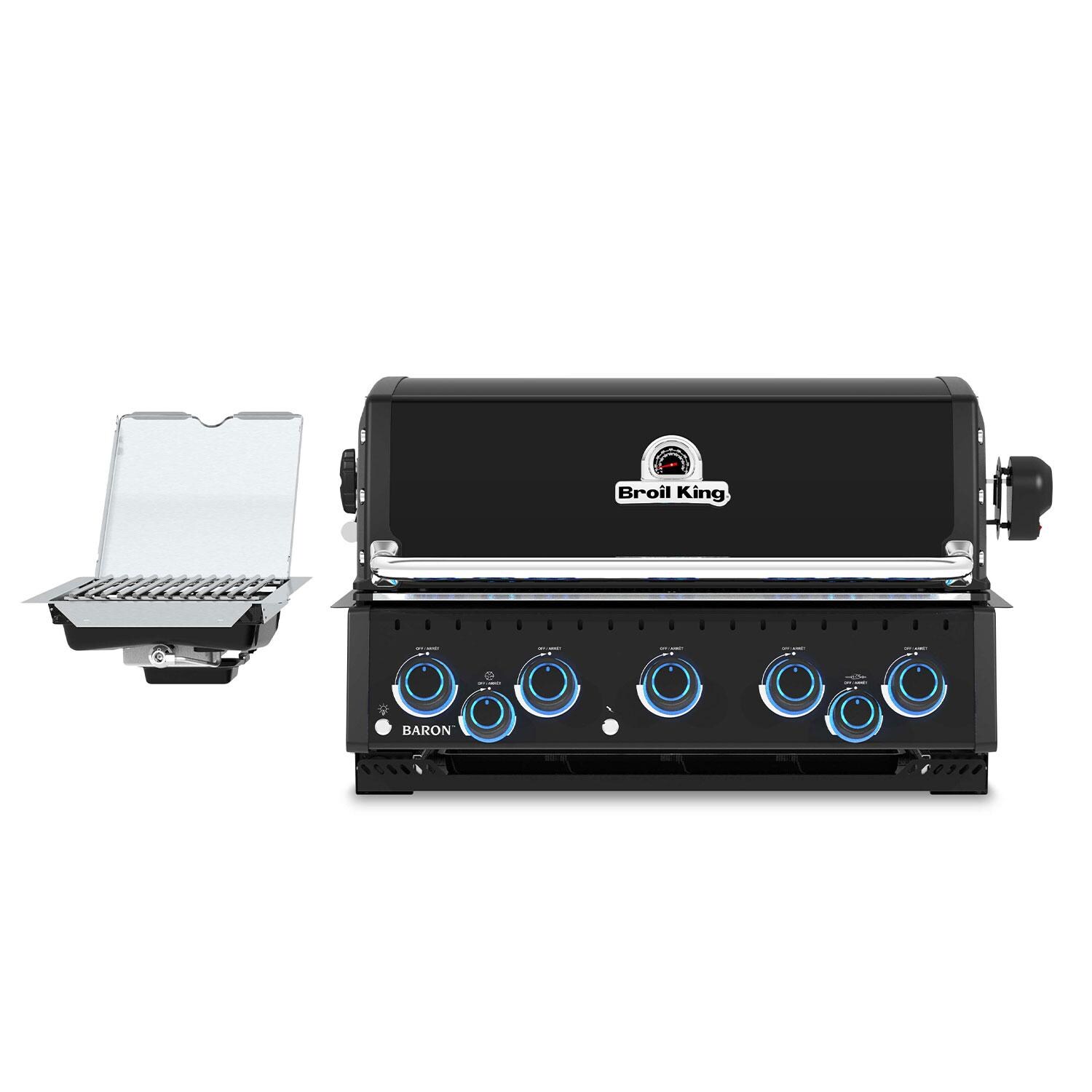 Broil King Baron 590 IR Shadow 32-in 5 Burner Built-In Propane Grill w/ Infrared Side Burner & Rear Rotisserie Burner - Black - 876644
